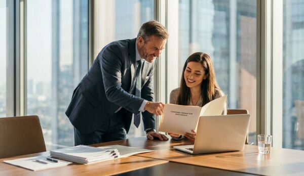 Company Formation and Business Advisory Services Fortune Accounting Services advisor assisting a client with company formation and business documents