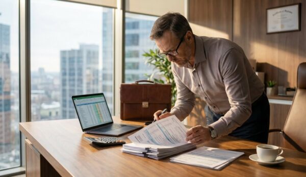 Professional Tax Review and Financial Documentation Fortune Accounting Services accountant reviewing tax documents and financial records